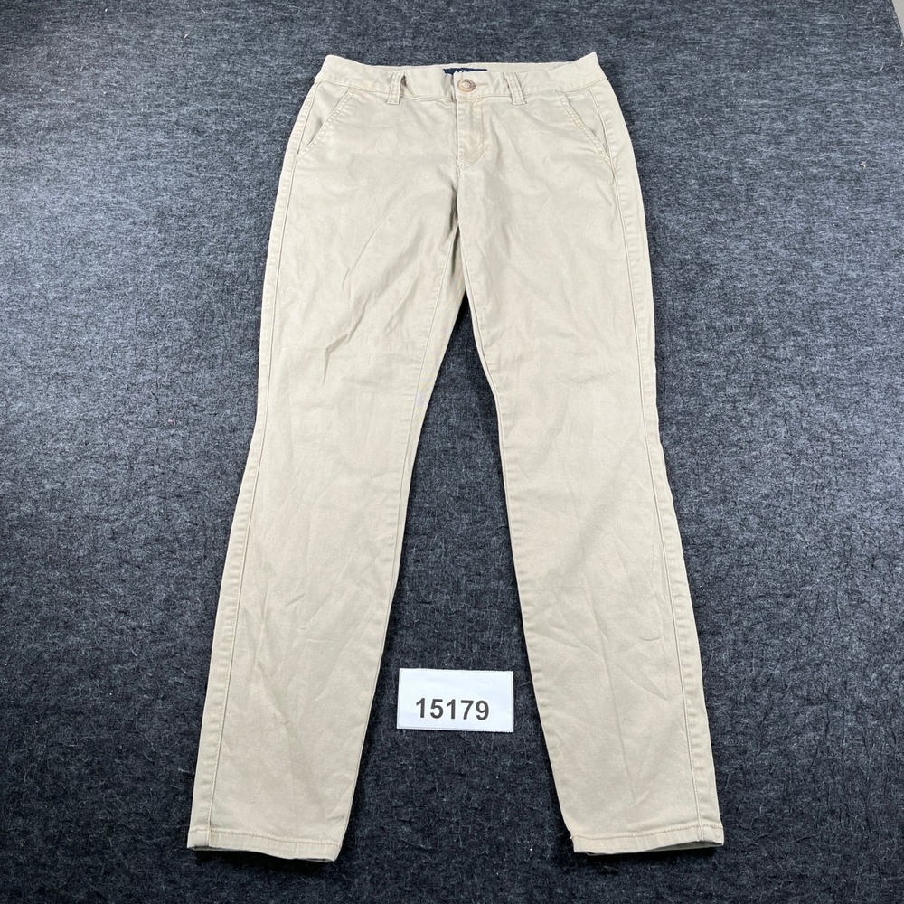 Aeropostale Skinny Chino Pants Womens 2 Reg Tan Excellent Stretch Khaki Twill